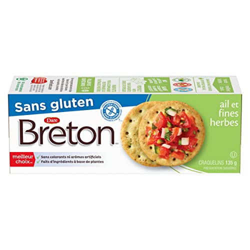 Dare Breton Cracker Gluten Free Herb Garlic, Herb And Garlic, 4.76 Ounce #TOP1
