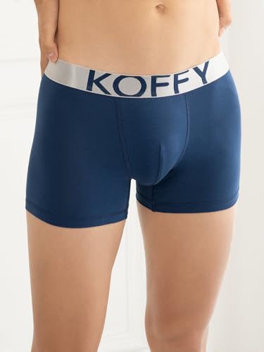 Image of KOFFY Men's Malleable Cotton Lycra Long Trunk with Minus Cutting Pouch and Moisture Wicking Properties
