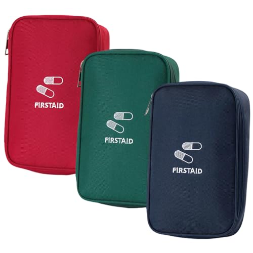 ISAKEN Caja de primeros auxilios, bolsa de medicina portátil con asa de transporte, bolsa de emergencia de gran capacidad, estuche de almacenamiento para el hogar, coche y viajes al aire libre