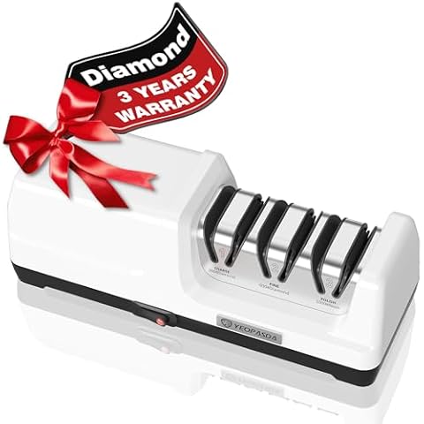 YeopAsda Electric Knife Sharpeners for Kitchen Knives 3 Stage Automatic Knife Sharpener Electric 100% Diamond Abrasive 20° Precision Guide Professional Kitchen Knife Sharpener Tool Cover
