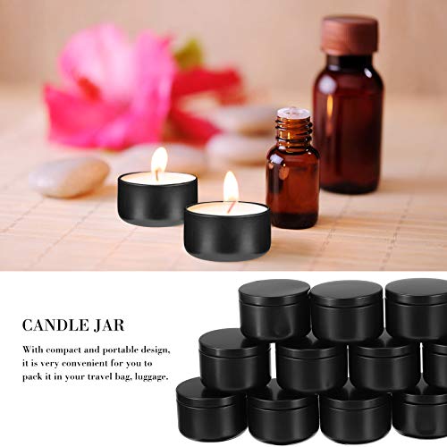 Sewacc Diy Kits Candle Molds 12Pcs Candle Tin Empty Candle Jars With Lids Aluminum Candle Cans Candle Containers Metal Round Cans For Candle Making 50Ml Candle Making Kit Loose Tea Set #TOP4