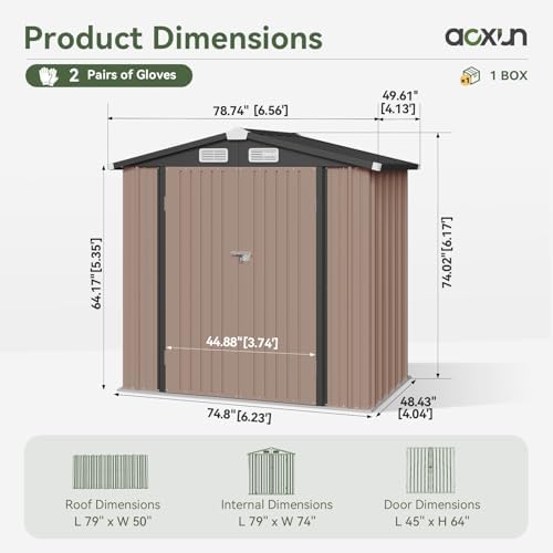 Aoxun 6'x4' Outdoor Storage Shed with Base, Brown - 1