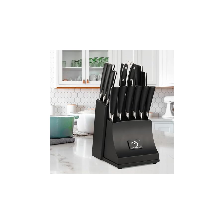 NF-NANFANG-BROTHERS-Knife-Set-15-Piece-Damascus-Kitchen-Knife-Set-with-Block-ABS-Ergonomic-Handle-for-Chef-Knife-Set-Carving-Fork-Disconnect-type-Knife-Block-Set-Black NF NANFANG BROTHERS Knife Set, 15-Piece Damascus Kitchen Knife Set with Block, ABS Ergonomic Handle for Chef Knife Set, Carving Fork, Disconnect-type Knife Block Set (Black)