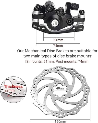 Image of Bicycle Mechanical Disc Brake Set | Front & Rear Disc Brake Calipers with Stainless Steel Rotors | High-Power Braking for MTB, Road & Hybrid Bikes | set of 2