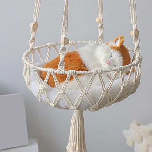 Hamac macramé pour chat contre l'ennui - Lit suspendu de repos - 6