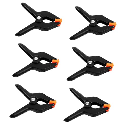 Mipcase 6 Pack Black Nylon Spring Clamps Durable Photo Clamps for Backdrops Art Crafting Multi Functional Design with Moveable Teeth and Soft Pads for Fine Finishes