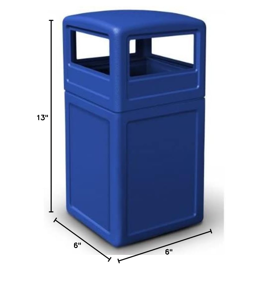 Image of Commercial Zone-73290499 PolyTec 42 Gallon Square Waste Container with Dome Lid Color: Blue