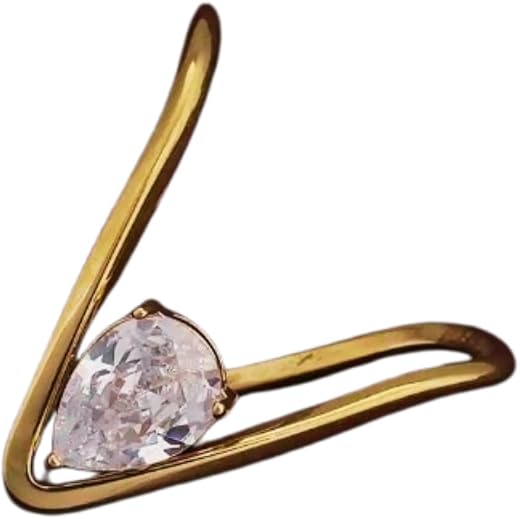Anti Tarnish V Shape Cubic Zircon Ring for Womens and Girls Adjustable Stainless Steel Gold Plated Chevron Design Sparklin...
