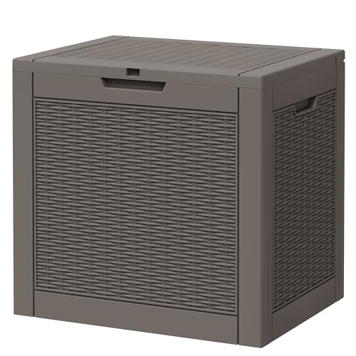 NBYSGO Oudoor Storage Deck Boxes Waterproof, Waterproof and UV Resistant Outdoor Storage Box Lockable Lid for Delivery Box, Indoor, Garden Tools, Pool Supplies, Patio (Grey, 31 Gallon)