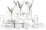 Sawoake Kleine Vasen, 12 Stück Glasvasen für Tischdeko Mini Vasen Glasfläschchen für Zuhause, Hochzeiten, Geburtstage, Feste (Transparent Vertical)