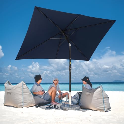 SUNVIVI OUTDOOR 6.5 x 10 Ft Rectangular Patio Umbrella Metal Pole, Outdoor Table Market Umbrella with Crank, 6 Steel Ribs, Polyester Canopy, Navy Blue by SUNVIVI OUTDOOR - Image 7