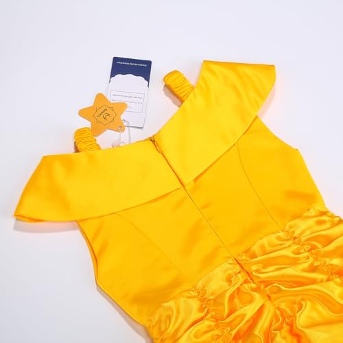 Vestido de princesa para niñas amarillo con accesorios miniatura 6