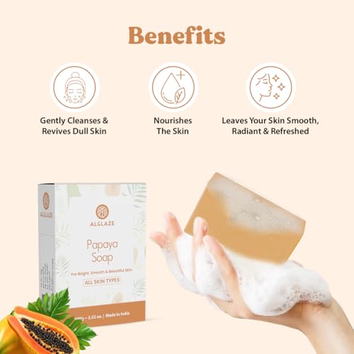 Image of Papaya Soap With Shea Butter & Jojoba Oil | Brightens, Smoothens & Refreshes | 100 g (Pack of 4)