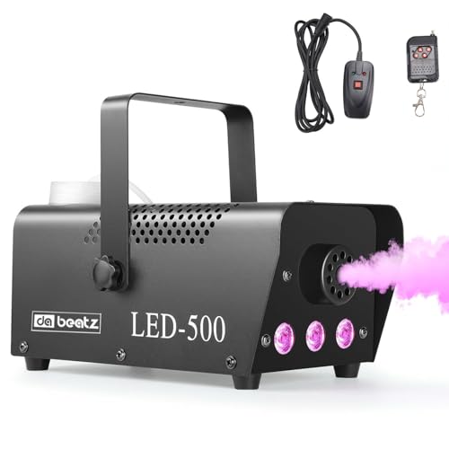 Image of DaBeatz Fog Machine 500W with 13 RGB LED Colors & Indicator Light, Includes 2 Wireless Remote Controls - Party Smoke Machine for Halloween, Weddings, Festivals & Indoor and outdoor Event