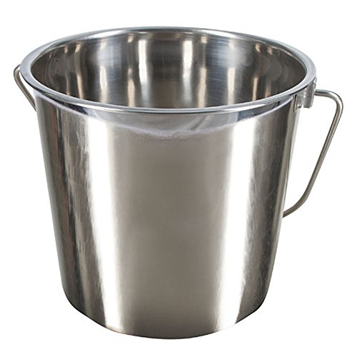 Kerbl Edelstahleimer (Fassungsvermögen 5,7 l, innen und außen hochglanzpoliert, mit Tragegriff) 29375
