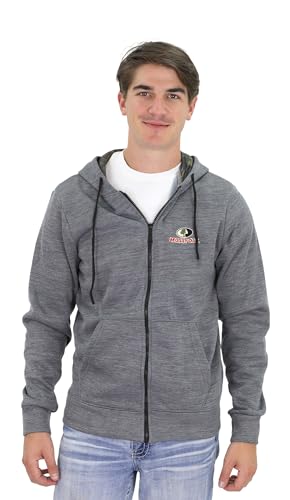 Mossy Oak Men's Marled Full Zip Fleece Lined Hoodie Sweatshirt with Embroidered Chest Logo