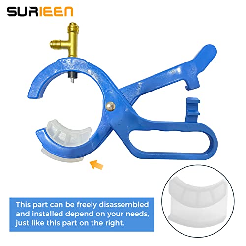 SURIEEN R134A R12 Side Can Tap, 3-in-1 Side Mount Can Tap Valve, 1/4'' SAE 1/2'' Thread R134a Refrigerant Dispenser Kit for Car AC Refrigerant Manifold System, (Blue)