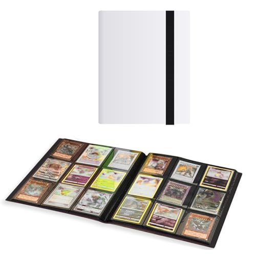 WISSUA カードファイル トレカ バインダー カードケース ファイル スリーブ対応 ゲーム・スポーツカードの収納 (白, 9ポケット360枚収納)