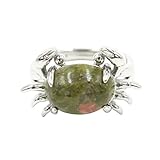 Anillo Ajustable Mujer, Anillo De Piedras Preciosas Para Mujer, Estilo Marino Natural, Anillo Ovalado De Cristal En Bruto De Cuatro Puntas, Ajustable, Hecho A Mano, Apilable, Banda Para El Pulgar, Jo