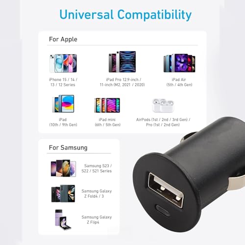 Image of MX 30W Car Charger Fast Charging Adapter, Rapid Charging, LED Indicator Compatible with All Cars for Android Smartphone, iPhones, Smartwatch, Earbud, Power Bank, Tablets (Black)