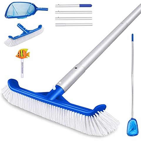 Kit de limpieza para piscina MASTERTOP con cepillo curvo y termómetro flotante Cover