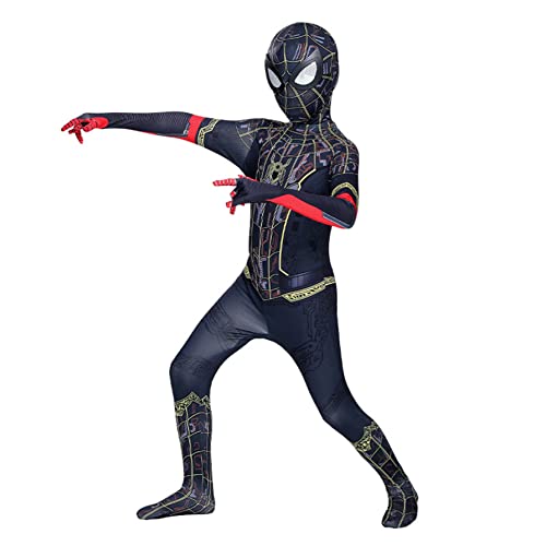 Spiderman No Way Home Disfraces Niño Adulto Impresión 3D Cosplay Mono Traje de Disfraces para Halloween Carnaval Regalo Medias Onesies,Black- Kid L(125~135cm) Cover