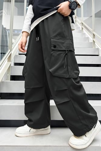 BINPAW Boys Drawstring Cargo Pants Casual Joggers for Kids 5-15 Years3