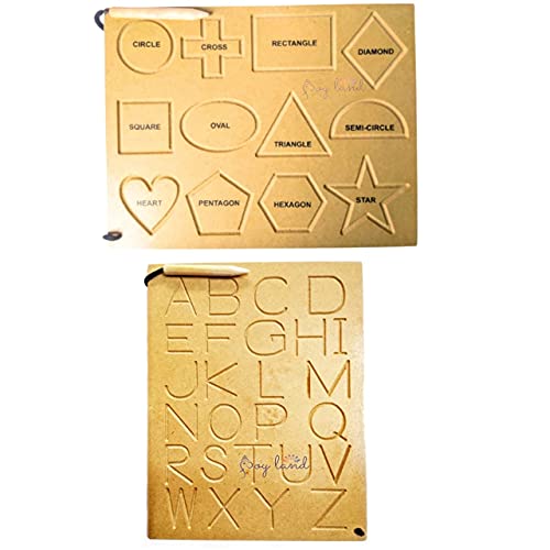 Image of JOYLAND Capital Numbers Hindi Varnmala Writing Practice Wooden Tracing Boards Educational Toys for Kids with Dummy Pencil | Letter Educational Slate | Learning Board for Baby (Set - 6)