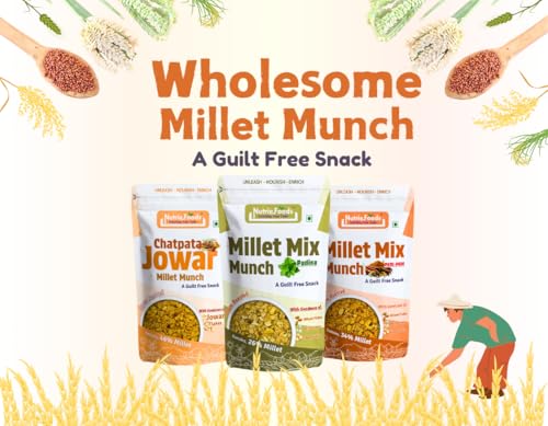 Image of Nutriefoods Millet Mix Munch Snack, 100% Roasted Millets, Guilt Free, Nutritious Munch (Peri Peri & Pudina (Pack of 2), 200gm)