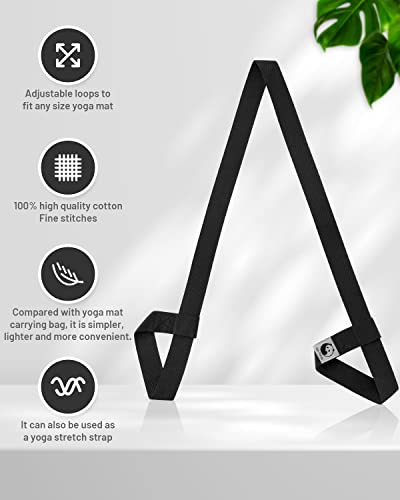 Slim Panda Yoga Mat Straps For Carrying,Adjustable Yoga Mat Carrier,Black Sling,Durable Cotton Exercise Strap For Yoga,Pilates,Exercise,Fitness,Dance(Yoga Mat Not Included) #TOP2