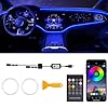 Interior Car LED Strip Lights with Wireless APP & Remote Control, RGB 2 in 1 Car Ambient Lighting Kit with 158 Inches Fiber Optic, Inside Neon Dash Strip with Music Mode