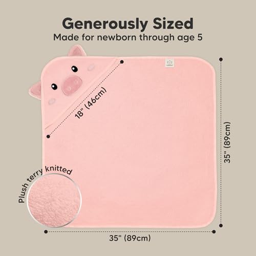 Image of KeaBabies Hooded Baby Towel for Newborn, Baby Bath Towels (Piglet, 35x35) | Viscose Derived from Bamboo, Large Baby Towels with Hood, Boys, Girls, Toddler, Soft Absorbent Baby Bath Essentials
