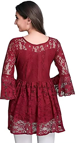Image of Women Russel Net with Crepe Inner Net Tops || Casual Tops for Women