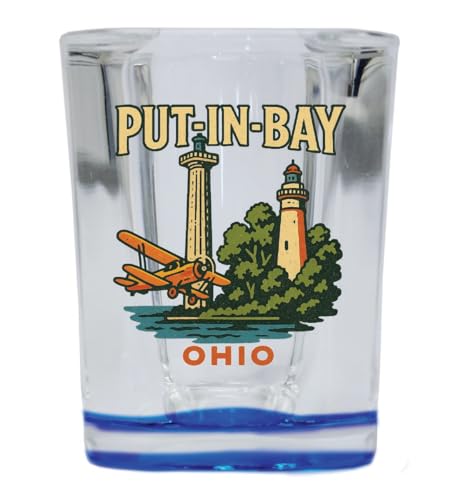 Vaso Shot Vidrio Cuadrado 2 oz Base Azul