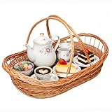 YULKA Weidenkorb Tablett mit Henkel 59x38x12 cm – handgeflochtenes Korbtablett aus Weide mit klappbarem Griff für Servieren & Aufbewahrung RR