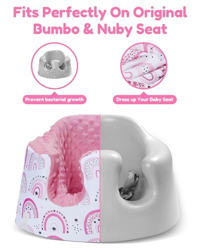 Image of BOMOLOUR Seat Cover Compatible with Bumbo and Nuby Seat, Removable Breathable Baby Floor Seat Cover for Boys and Girls, Seat Not Included (Pink Rainbow)