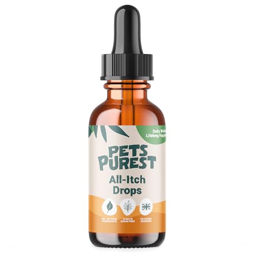 Pets Purest Allergy and Itch Immunity Support Supplement Drops for Dogs, Cats & Pets 50ml. 100% Natural Itchy Dog Skin Aid for Paw Licking, Itchy Ears, Irritation & Watery Eyes