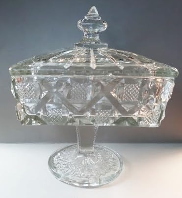 Katrina Custom Fancy Glass Dish with Powder Puff - Medium No Lid