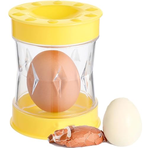 Hand Crank Egg Sheller - Easy Egg Peeler Tool for Quickly Removing Shells for Hard-Boiled Eggs, Kitchen Gadget (Yellow)