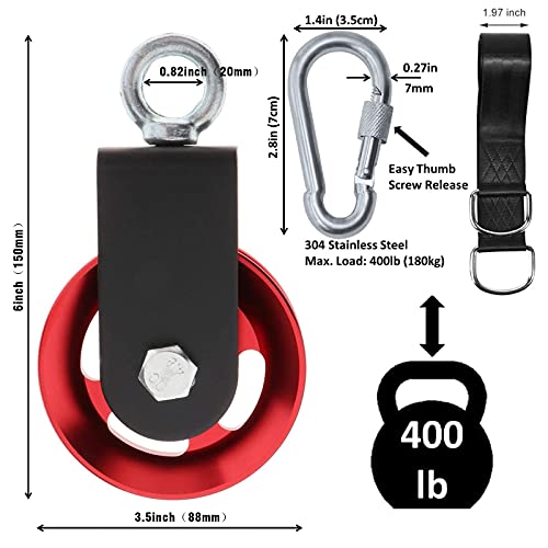 Heavy Duty Lightweight Aluminum Cable Pulleys With Hanging Strap Kit,Snatch Block Pulley Wheel For Home Gyms Lat Pulley System Diy Attachment Home Accessories #TOP1