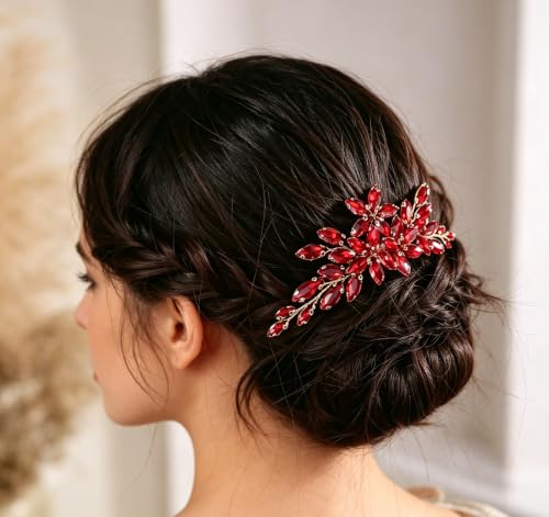Peine para boda con cristales de metal multicolor miniatura 3