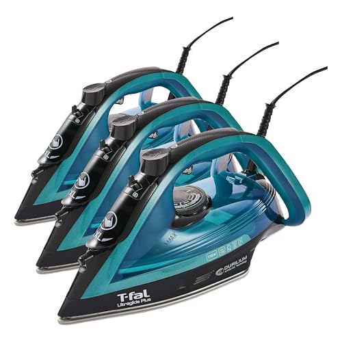 Image of T-Fal Ultraglide Steam Iron for Clothes Durilium Soleplate, Precision Tip, Anti-Drip, Auto-Off 1800 Watts Ironing, Steaming FV5841U0 (Pack of 3)