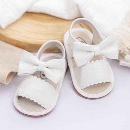 Kannior Infant Boys Girls Sandals Breathable Premium Baby Summer Outdoor Casual Beach Shoes Lightweight Toddler Flower Bowknot Anti Slip Rubber Sole Newborn Prewalker First Crib Shoes4