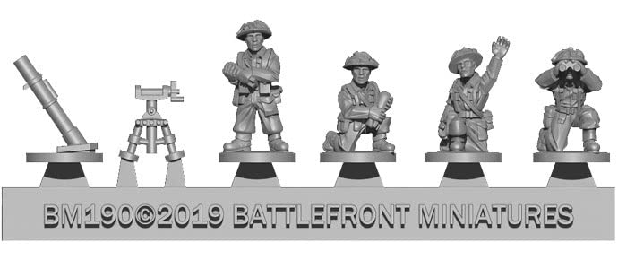 3-inch Mortar Platoon - Set Modellismo Scala 1/100 In Plastica - 6 Mortai E Unità - 3