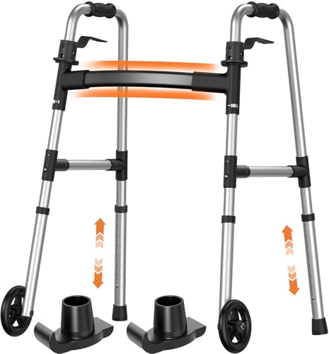 Déambulateur pliable LW01 pour seniors avec 8 réglages de hauteur