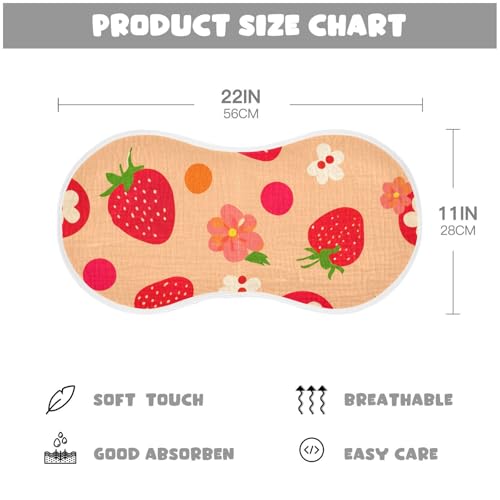 2 Pack Baby Burp Cloths, Soft Absorbent Burping Cloths for Babies, Cotton Milk Spit Up Rags, Large Size for Newborns, Baby Boys and Girls (Playful Strawberry Design)4