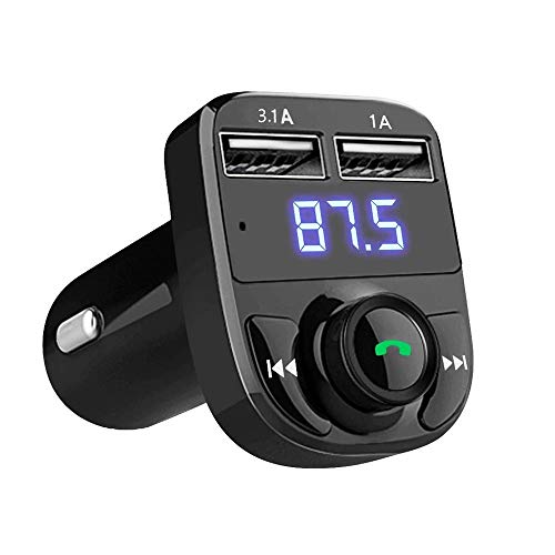 Image of BKN X8 Hands-Free Wireless Bluetooth FM Transmitter 2.1 A Dual USB Port which Supports TF Card and U Disk Car Charger and Mp3 Music Stereo Adapter Compatible with Android and iOS (Black)