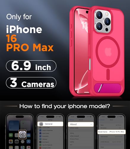 Image of Magnetic Compatible with iPhone 16 Pro Max Case, [Built-in Invisible Kickstand][Compatible with MagSafe][Military Grade Shockproof] Slim Translucent Matte Phone Case for iPhone 16 Pro Max 6.9 inch