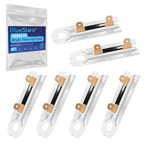 [Pack of 6] BlueStars 3392519 Dryer Thermal Fuse - Compatible with Whirlpool Kenmore Dryers G4AP0500- Replaces AP6008325 3388651 694511 80005 PS11741460