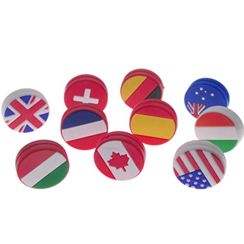 Amortecedor de silicone durável Besportble, 4 peças de amortecedores de tênis com bandeira de tênis